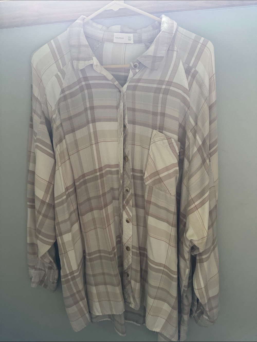 Maurice’s Light Beige Plaid Button-Up Shirt